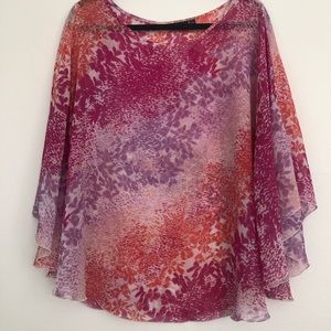 Multi color poncho style sheer top